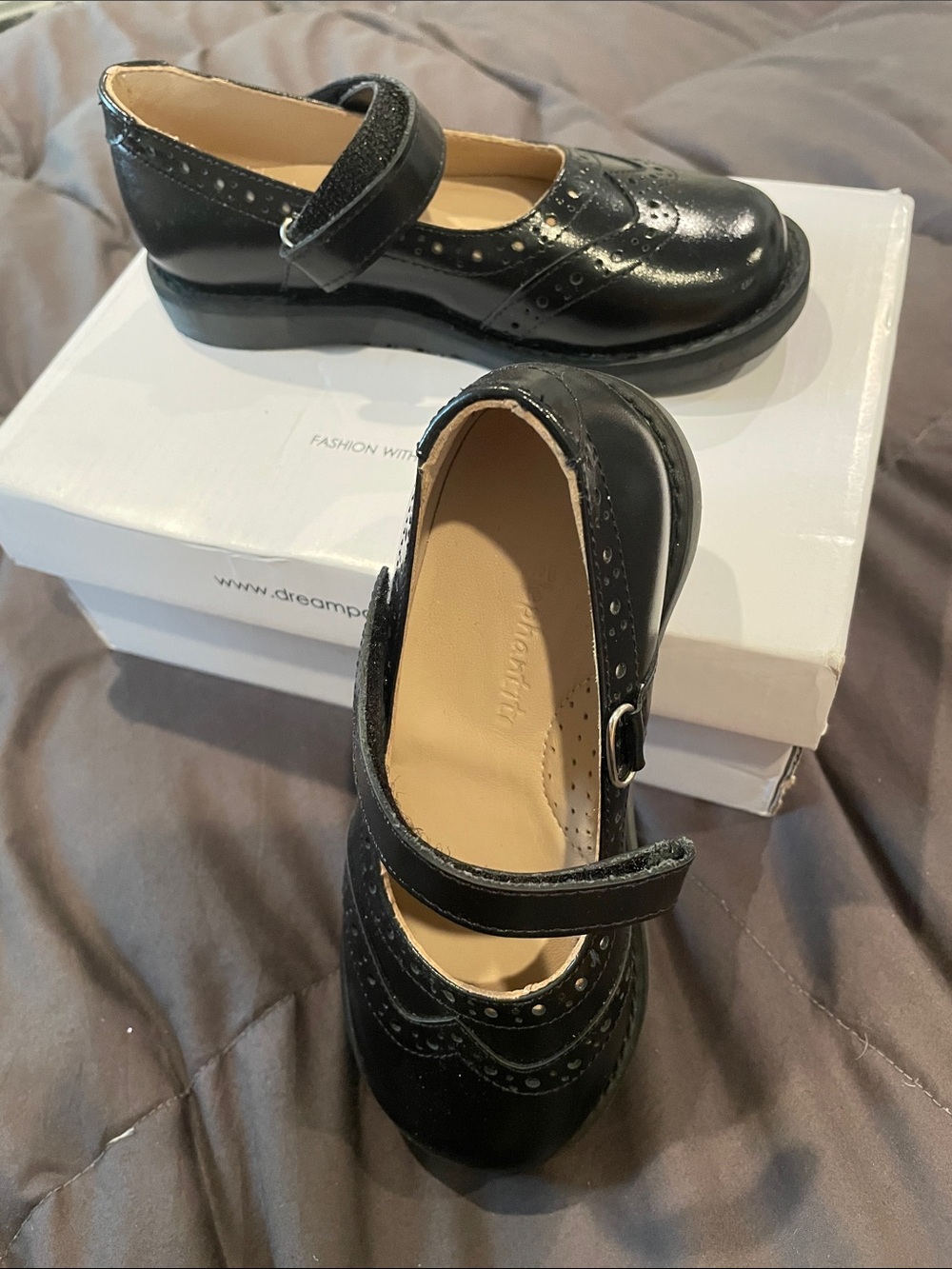 Classic Black Mary Jane Dress Shoes for Kids - Hook & Loop Strap - Picture 1 of 1